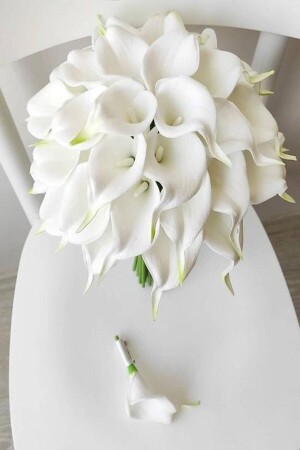 Gelin Buketi Kırık Beyaz Islak Gala Yaka Çiçeği 0001 - 2