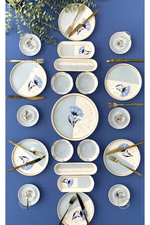 Gelincik Model 6 Kişilik 21 Parça Çay Tabaklı Kahvaltı Takımı - Venüs Home Decoration