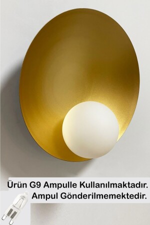 Geniş Gold Metal Aplik Mutfak Salon Cafe Ofis Pastane Modern Dekoratif Duvar Lamba Modelleri BMM7118 - 2