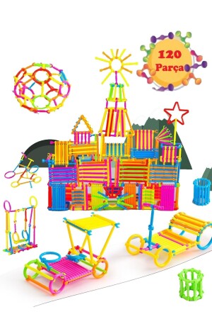 Geometrik Çubuklar 120 Parça Bloklar Yapboz Puzzle Bultak Zeka Renk Algı Gelişim Eğitici Oyuncak - Nesoedu