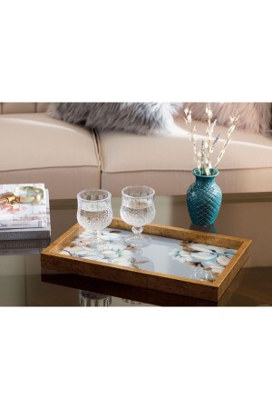 Georgia Cam Dekoratif Tepsi 22x37 Cm Mavi 10030268 - English Home