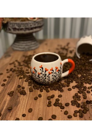 Geprägte, handbestickte Ballontasse – Orange - Seracey