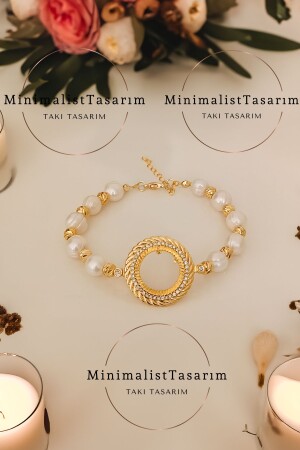 Gerçek Incili Çeyrekli Bileklik- Çelik Çeyrek Takılan Bileklik- Gerçek Inci Bileklik- Çeyrekli Kolye - Minimalisttasarım