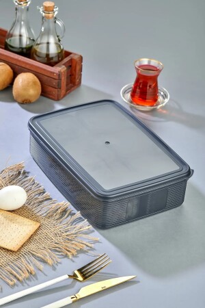 Gestreiftes Vakuum-Frühstücksset mit 6 quadratischen Tabletts und geteilten Deckeln ÖZ-KT-001 - 3