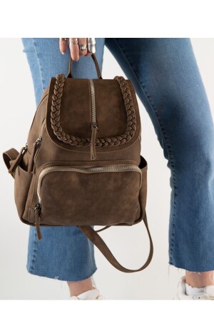 Gk20 Bayan Viyana Deri Sırt Çantası Kadın El Saplı Çanta Günlük Kullanıma Uygun Örgü Motifli Kapak - By Hakan