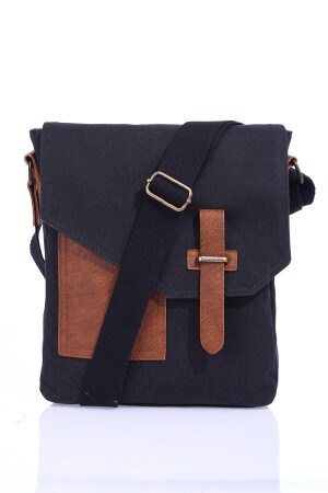 GK62 KANVAS POSTACI ÇANTASI ÇOK BÖLMELİ ÜNİVERSİTE GÜNLÜK ÇANTA MACBOOK TABLET ÇANTA SİYAH - Hakkan Çanta