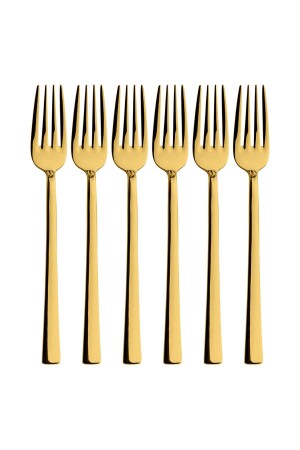 Glänzendes Gold Dessertgabel 6-teiliges Frühstücksgabel-Set Boxset Edelstahl NGDZ DESSERTGABEL GOLD 6 LI - Kitchen Design Lab