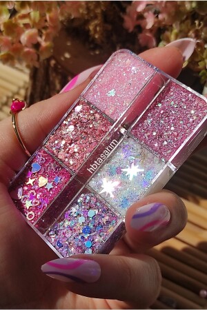 Glitzer-Lidschatten-Gesichts- und Körper-Glitzerpalette Pink 4 Shiny Glitter - Hbtasarim