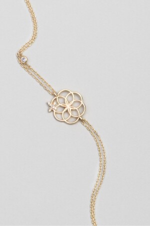 Glücksarmband „Blume des Lebens“ mit 18 Karat Gelbgold vergoldet, 19 cm lang - So Chic