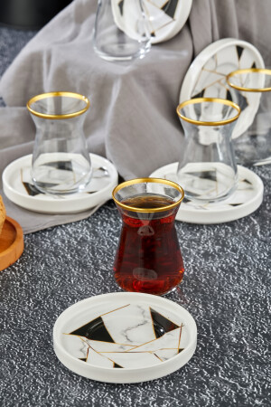 Gold Altın Yaldız Dekorlu 12 Parça Çay Bardağı Takımı Seti Mozaik, Çay Seti TYC00781412915 - 2