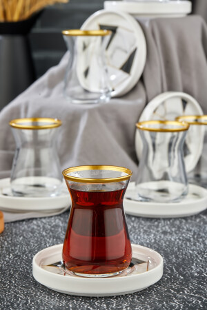 Gold Altın Yaldız Dekorlu 12 Parça Çay Bardağı Takımı Seti Mozaik, Çay Seti TYC00781412915 - 4
