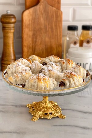 Gold Detaylı Ayaklı Sunumluk Servislik & Meyve Kurabiye Kek Pasta Tatlı Sunumluğu - May Home