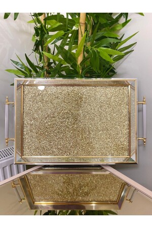 Gold Simli Çay Tepsisi ,lüx Çay Tepsisi,sunum Tepsisi 15 - YENİLİK HOME