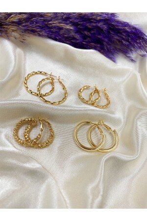 Goldfarbene 4 Paar Clip-Creolen - Eylülün Takısı