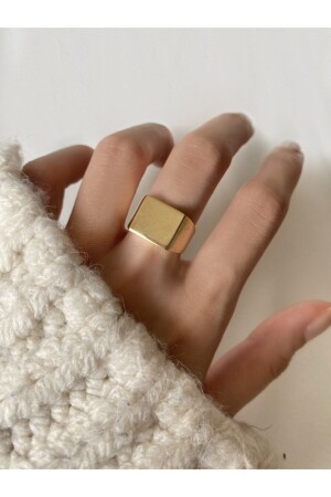 Goldfarbener quadratischer Damenring - Okkostore