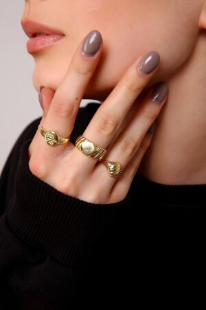 Goldfarbenes Vintage-Ringset für Damen - Aurrari