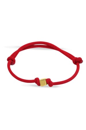 Goldwürfel-Armband mit roter Schnur, 14 Karat BLK0004 - Altınköşe