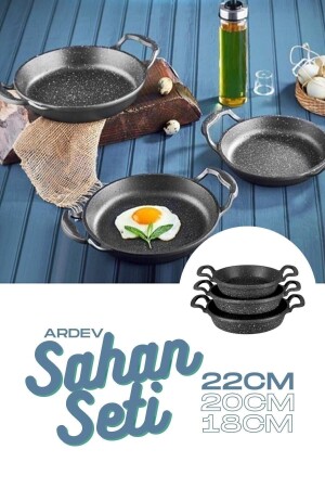 Granit 3-teiliges Granit-Pfannenset Pfanne 18-20-22 ardevsahan3 - Ardev