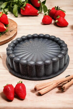 Granitguss 26 cm Tortenform Schwarz geschnittene Kuchenform Kuchenform SİYAHTART - Umut