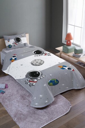 Gray Ye Grey Space and Little Astronaut gemustertes Einzelbettbezug-Set und Tagesdecke evpike000164 - 2