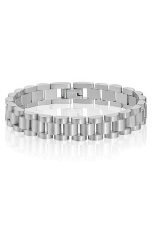 Gri 316 L Çelik Parlak Ve Mat Erkek Bileklik Ed02 - Chavin