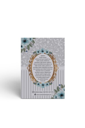 Gri Mavi Çiçek Motifli Hediyelik Tesbihli Yasin Cüzü Kitabı Mevlüt Seti - 10’lu Paket EYS1-1 - 3