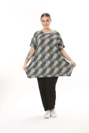 GROSSE KHAKI-FARBENGEMUSTERTE LYCRA-TUNIKA FÜR DAMEN - Xl Modam