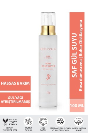 Gül Suyu Gözenek Sıkılaştırıcı Aydınlatıcı Ve Arındırıcı Tonik %100 Doğal Ve Saf 100 ml - Bade Natural