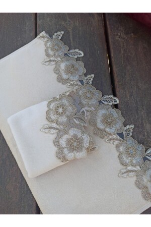 Gülşen 3 Boyutlu Fransız Dantelli 2’li Cappicuno Kadife Havlu HVL8586 - Çeyiz Bahçesi