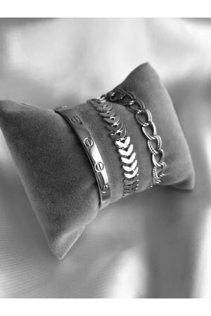 Gümüş Renk Cartier Samanyolu Balıksırtı Kombin Bileklik - Bers Aksesuar