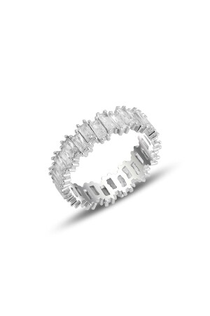 Gümüş Rodyumlu Baget Taşlı Tamtur Yüzük - Söğütlü Silver