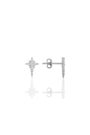 Gümüş Rodyumlu Zirkon Taşlı Kutup Yıldızı Küpe SGTL11482 - 1