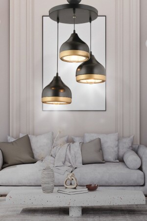 Güneş Schwarzer 3-teiliger Hängelampen-Kronleuchter – Besonderes Design – Schlafzimmer – Wohnzimmer – Küche – Flur TYC6518NMN168742423569054 - VEDA AVİZE