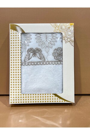 Güpürlü Hediyelik- Çeyizlik Kadife El Yüz Havlusu 50x90 Cm - Ayhanhome