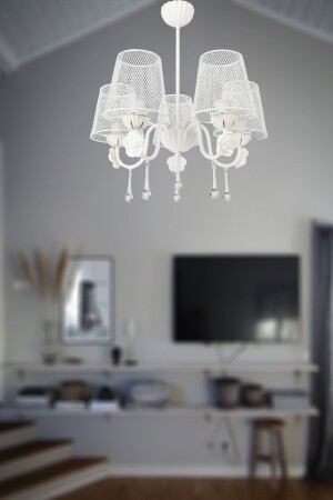 Güven Avize Liya 5 Li Ct Beyaz Avize 00805 0700 27 027 - Venon