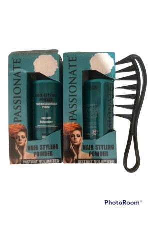 Haarstyling-Puder, starkes Puder, matt, 20 g, Kamm, 2er-Set, Blau - Passionate