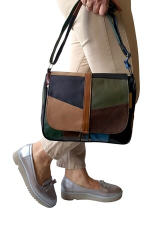 Hakiki Deri Büyük Boy Renkli Kadın Çanta - Erzeno