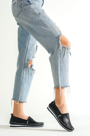 Hakiki Deri Siyah Kadın Deri Babet Dp16-0065 DP16-0065 - Deripabuc