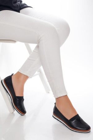 Hakiki Deri Siyah Kadın Deri Babet Dp16-0075 DP16-0075 - Deripabuc