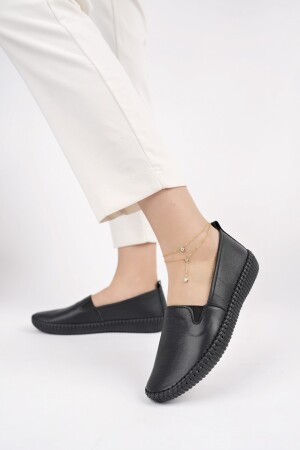 Hakiki Deri Siyah Kadın Deri Babet Dp62-8002 DP62-8002 - Deripabuc