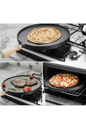 Hamarat doppelseitig mit Granit beschichtet, 35 cm Gusseisen-Fladenbrot – Grillpfanne EK1905050568 - Genel Markalar