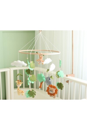 Handgefertigtes, natürliches Kinderbett, Filzmaterial, Safari-Themen-Babyzimmer-Zubehör, fawbebek-03 - Fawdecor