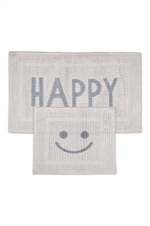 Happy Doğal Pamuklu 2'li Banyo Paspas Seti 60x100 50x60 Cm - Gri - Bluenity