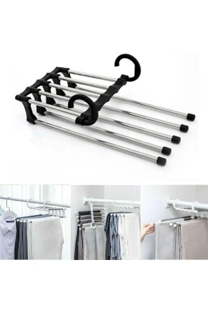 Hareketli Dolap İçi Pantolon Kravat Şal Askı Sistemi Düzenleyici Katmanlı Askılık Organizer (4262) - Hombak