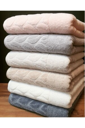 Hazal-Hand- und Gesichtshandtuch aus 100 % Baumwolle, 50 x 90, 6 Stück - Nurpak