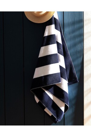Hector Strandtuch – Weiß/Marineblau – 80 x 160 cm 1KPLJH0121-8682116915342 - Madame Coco