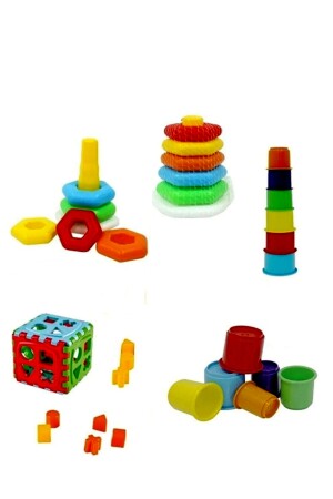 Hediyelik Sevimli Kule Oyunu Bultak Küp Renkli Altıgen Halkalar Eğitici Oyuncak Set Oyun Setimiz Zeka Geliştirici Oyun Setimiz - 1