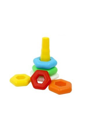 Hediyelik Sevimli Kule Oyunu Bultak Küp Renkli Altıgen Halkalar Eğitici Oyuncak Set Oyun Setimiz Zeka Geliştirici Oyun Setimiz - 5