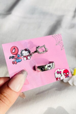 Hello Kitty Spiderman Ayarlanabilir Çift Arkadaşlık Sevgili Yüzük (Ayarlanabilir Yüzük) - The Collection
