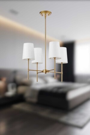 Henna 4-teiliger antiker moderner Kronleuchter mit weißem Lampenschirm HNN-ESK-BYZ-04 - BSA LIGHTING